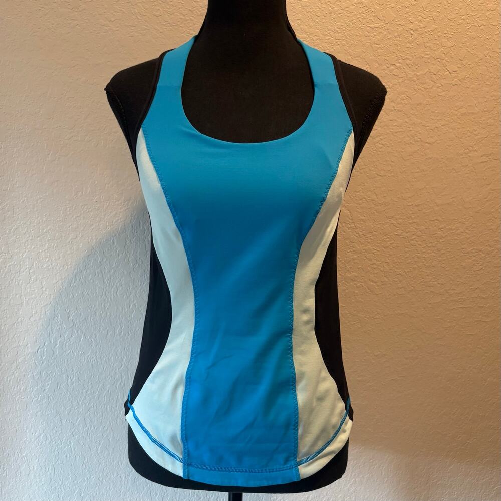 LULULEMON Halter Sport Tank Top Stretchy Dark Teal/Light Teal/Black XS Yoga